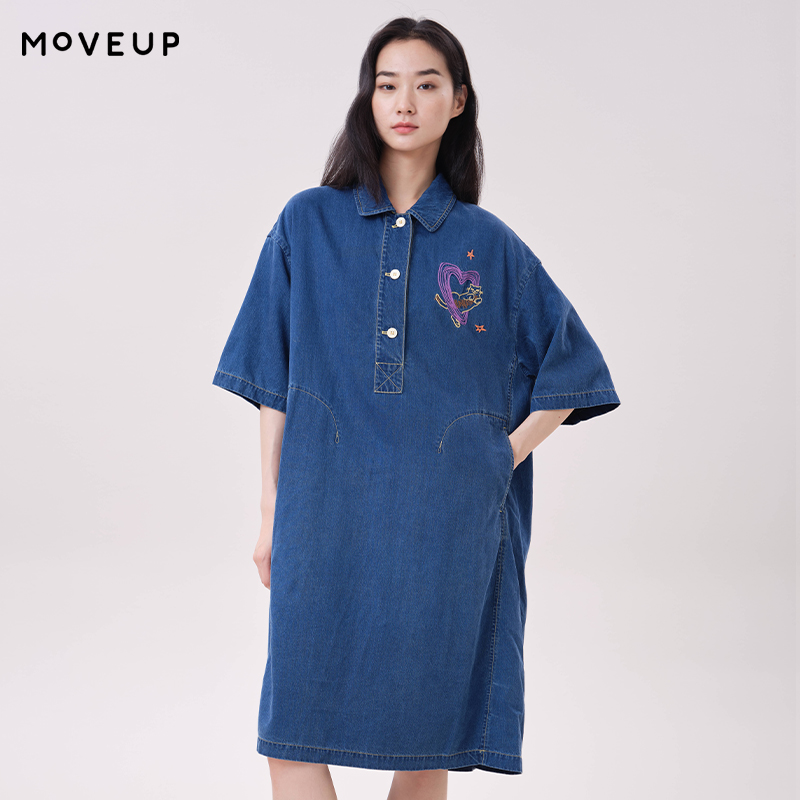 Midi Dress - Платье-поло MOVEUP из лиоцелла с джинсовой