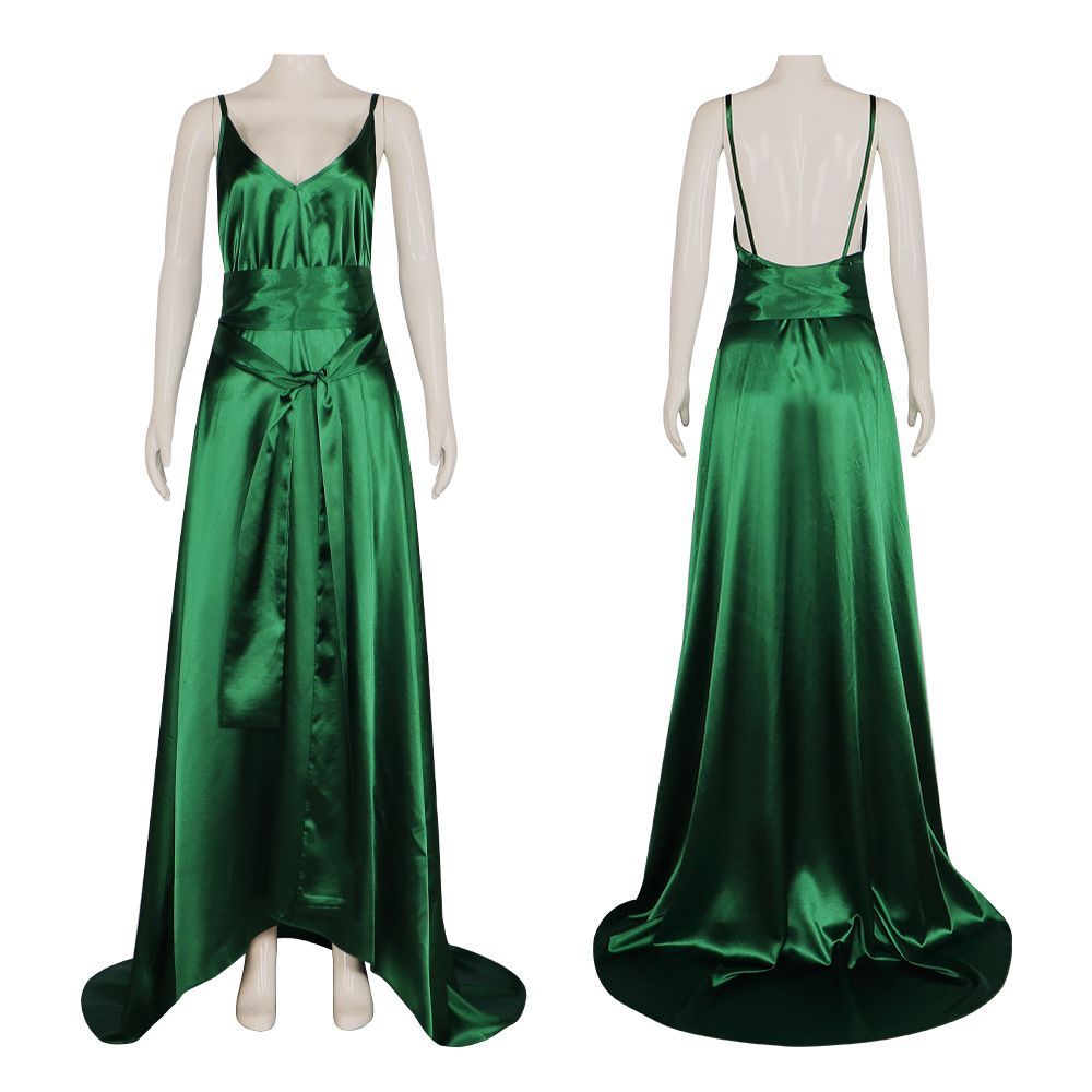 Evening Gown - Изумрудное атласное платье-комбинация – вечернее платье